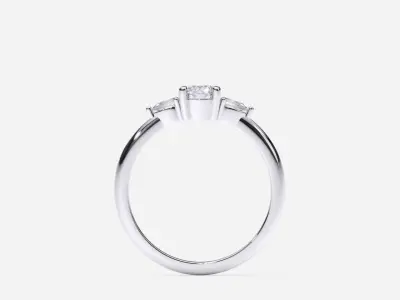 ZDR0167 three stone engagement ring gold 3D print model