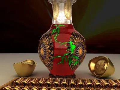 Chinese gold ingot 3D model