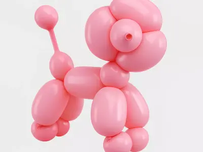 Cotton Poodle Balloon Decoration Props Second Life toy 3D print model