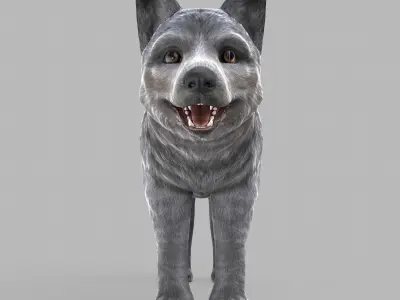 Wolf Puppy Low Poly Low-poly 3D model