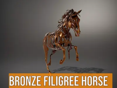 Bronze Filigree Horse model pack Low-poly 3D model
