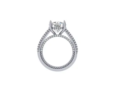 Solitair Ring Bridal set 3D print model 2