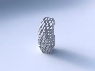 Vase twisted bent quadratic with checker grid lattice 3D print model