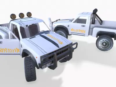 PickUp White Low-poly 3D model