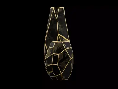 Black in Gold Hexa-Shaped Vase Low-poly 3D model
