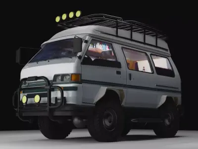 Adventure-Ready Off-Road Camper Van Low-poly 3D model