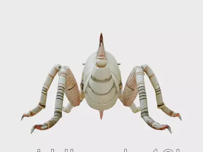 Metallic Insectoid Monster with Spiked Armor Low-poly 3D model