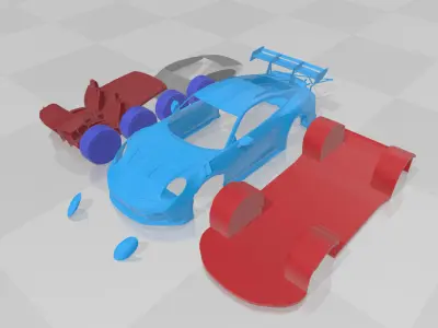 Porsche 911 GT3 RS 2022 - Separate Parts STL Model 3D print model