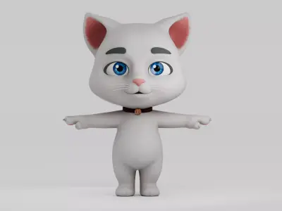 Cartoon Cat Low-poly 3D model 3
