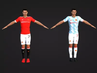 Cristiano Ronaldo - Manchester United - Two Models Low-poly 3D model
