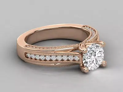 Luxury Wave Pave Solitaire Ring CAD Jewelry Design 3D print model