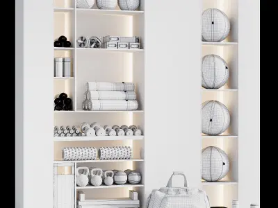 A Rack with gym equipment 03 3D model