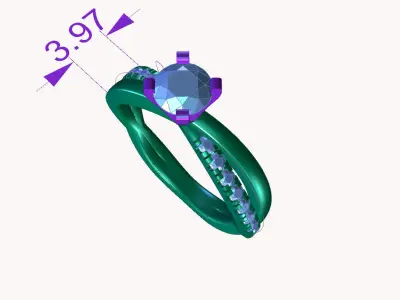 ZDR054 person diamond engagement ring gold 3D print model