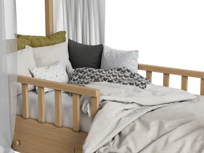 Childrens bed with columns  3D model