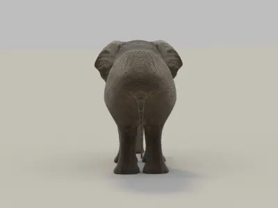 Elephant with tusks Low-poly 3D model