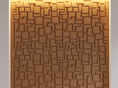 Decorative Wooden Wall Model 17 Low-poly 3D model