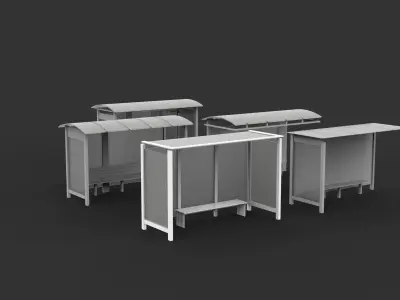 bus stop Low-poly 3D model 2