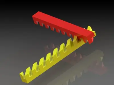 Rack and Rack mechanism Low-poly 3D model