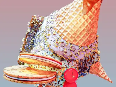 Big Ice-cream in the bowl Free 3D model