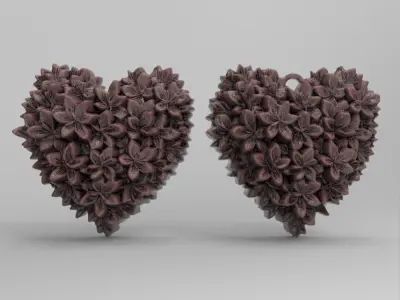 valentines flower heart pentant  3D print model