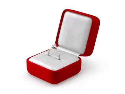 Ring Box and Diamond Ring Low-poly 3D model