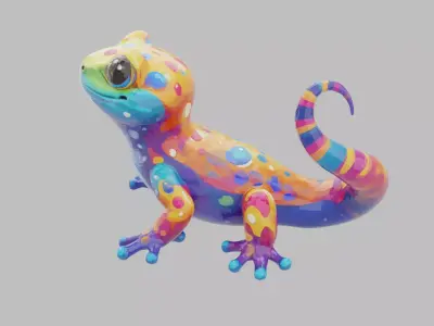 Rainbow Gecko Character 3D model