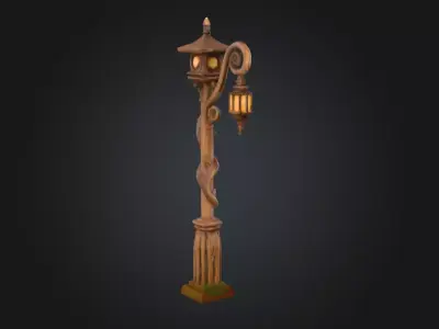 Enchanted Lantern Post Low-poly 3D model