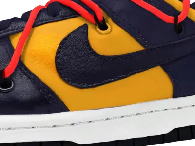 Nike Air Jordan 1 low Dunk Low Off-White University Gold LTHR OW 3D model