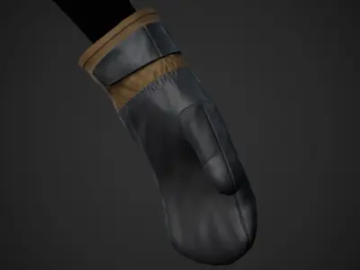 Brown And Black Snowboard Gloves  Low-poly 3D model