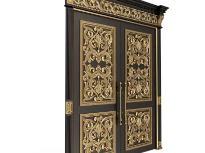 Carved Door Classic 01001 Black Low-poly 3D model