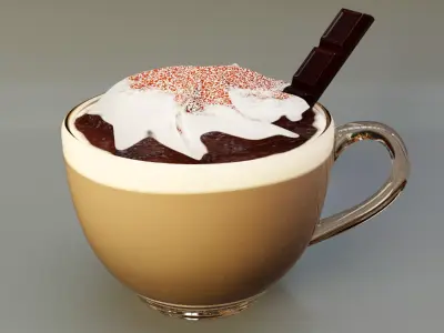 Hot Chocolate Cup With Chantilly 3D model
