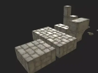 Concrete Supports Block Low-poly 3D model