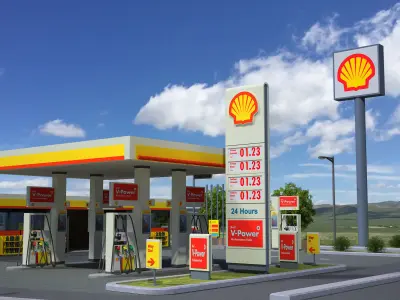 Shell Gas Station Low-poly 3D model