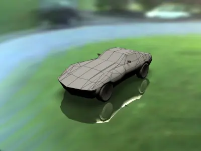 Corvette 72 classic mobile low poly  Low-poly 3D model