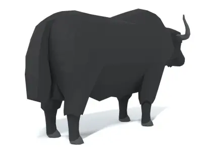 Low Poly Cartoon Yak Low-poly 3D model