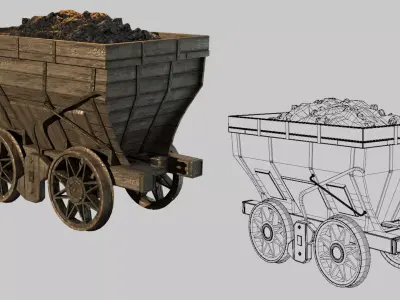 Coal Mine Cart Low-poly 3D model