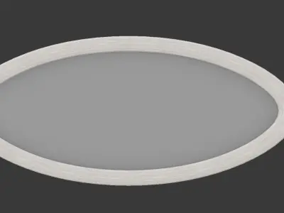 Large Oval Wall Mirror - White wood 3D model