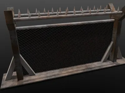 Iron Fence 3D Model Low-poly 3D model