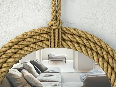 Round Hanging Rope Mirror 3D model