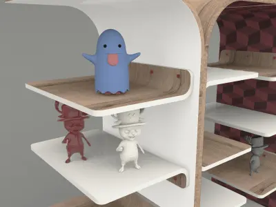 Bookcase Ton Ton Low-poly 3D model