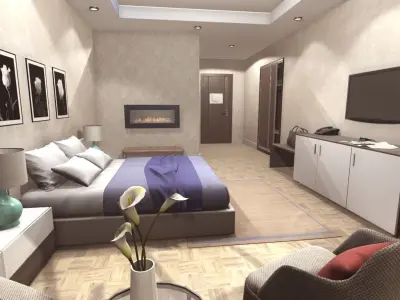 Hotel Room 2 Low-poly 3D model