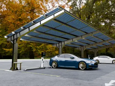 L Type 6 Car Solar Carport 3D model
