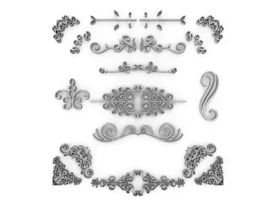 Ornate Swirls 05 Set 3D model