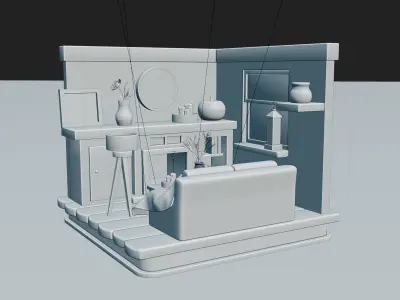 cozy fall room 3D model