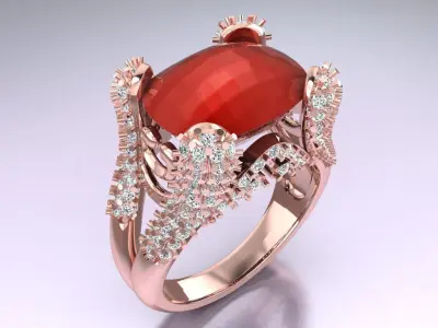 Oval Stone Ring - Womens Rings - GN279 3D print model