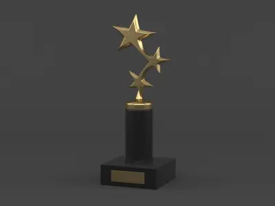 Gold Trophy Cups 3D model 14