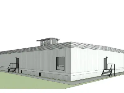 Modular Warehouse Prefabricated Building 3D Model with textures  Low-poly 3D model