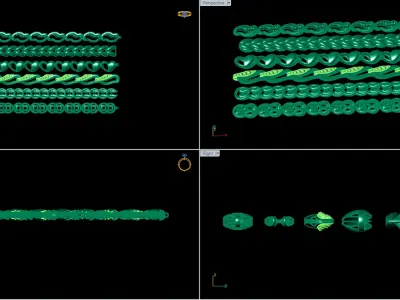 Set of 6 gold silver platinum necklaces size 4mm 3D print model
