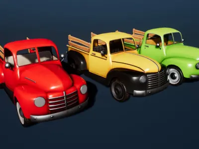 Classic farm pickup truck Low-poly 3D model