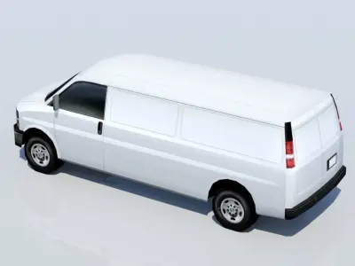 Chevy Van Express Static Low Poly Parking lot Low-poly 3D model
